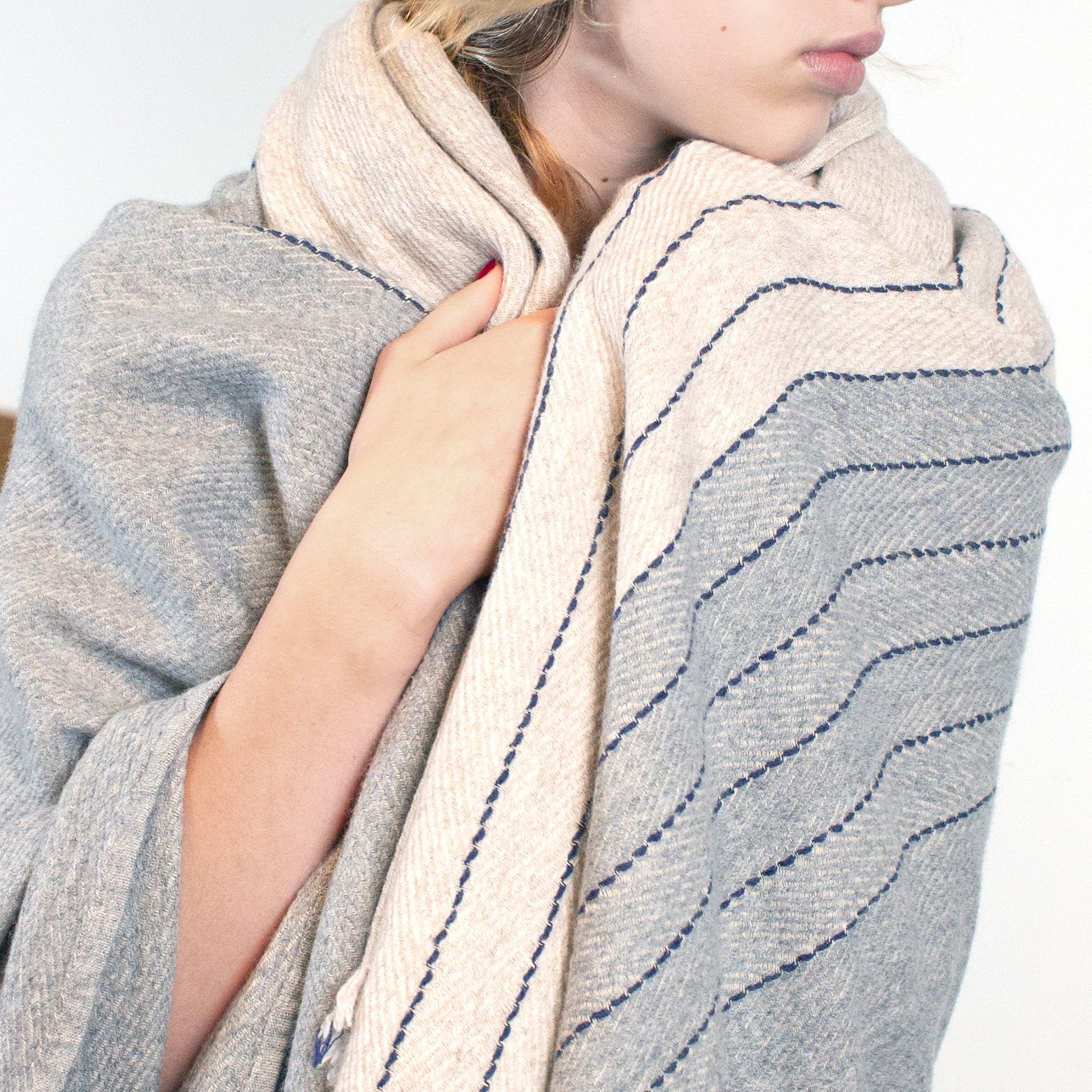 Horizon Throw - Beige, Light Gray, and Navy