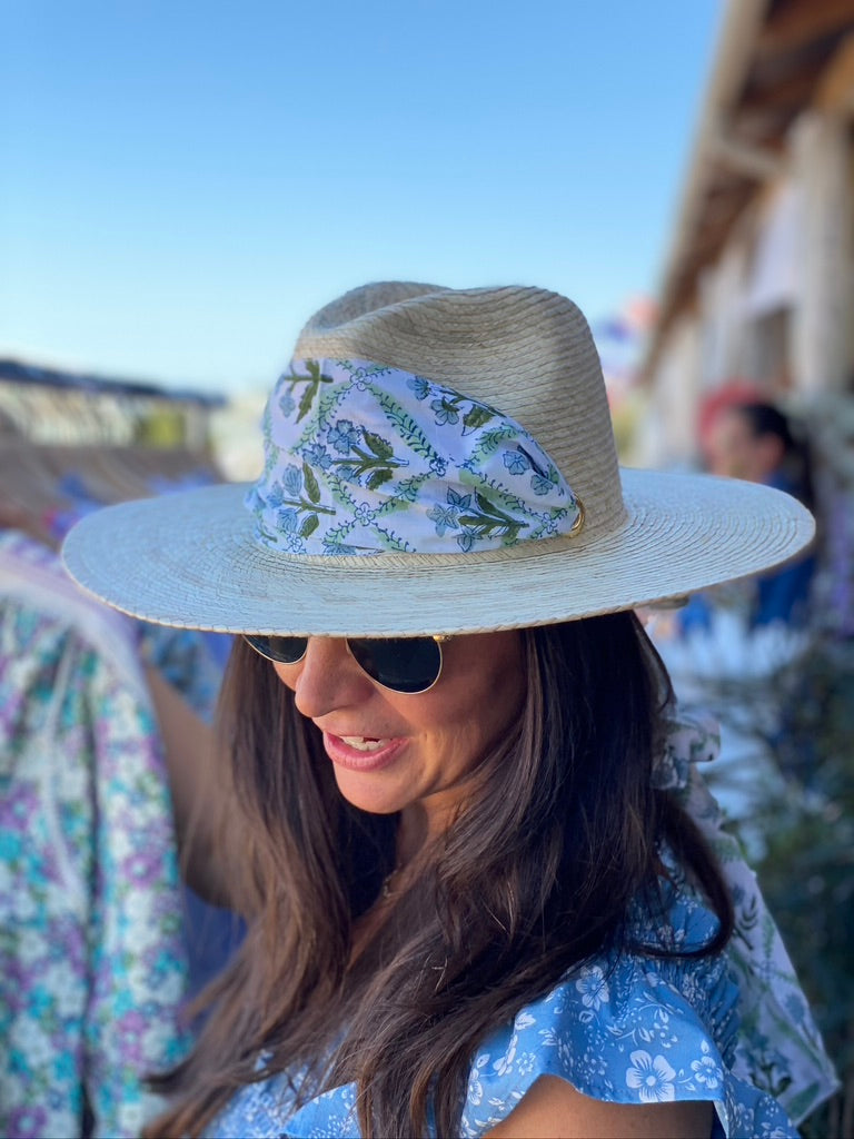 Zinnia Sun Hat - Wide & Short French Blue Grosgrain Ribbon