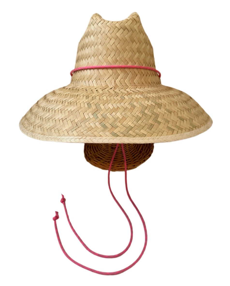 Begonia Sun Hat - Neon Pink Lanyard with Rose Quartz Toggle
