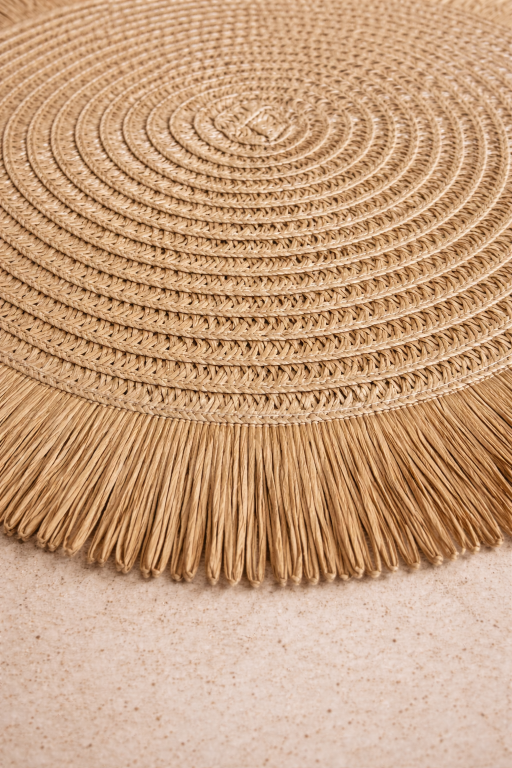 Straw & Fringe Round Placemat | 15” Handwoven Natural Fiber Table Decor