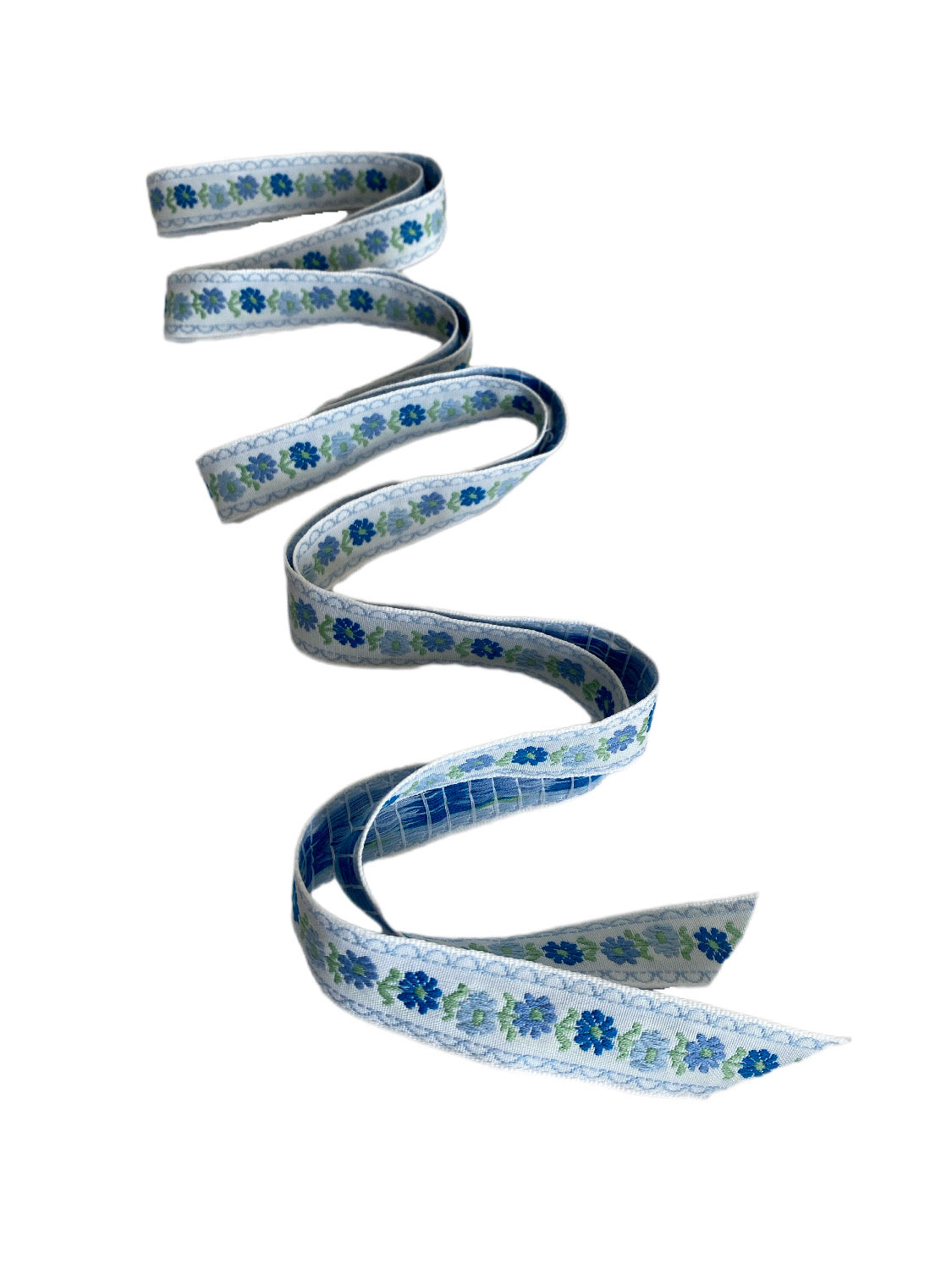 Vintage Blue Primrue Floral Ribbon - Long