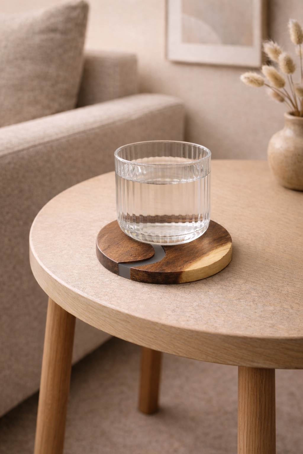 Wood & Clear Resin Coasters Set of 4