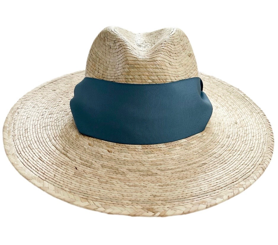 Zinnia Sun Hat - Wide & Short French Blue Grosgrain Ribbon