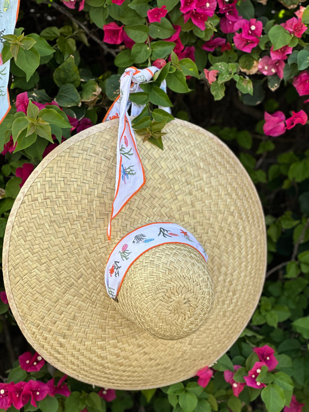 Geranium Sun Hat - Long Red Grosgrain Ribbon