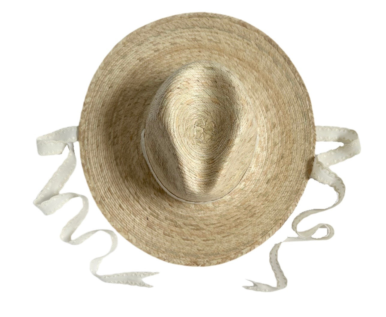 Zinnia Sun Hat - Long & Thin Vintage Eyelet Lace Ribbon