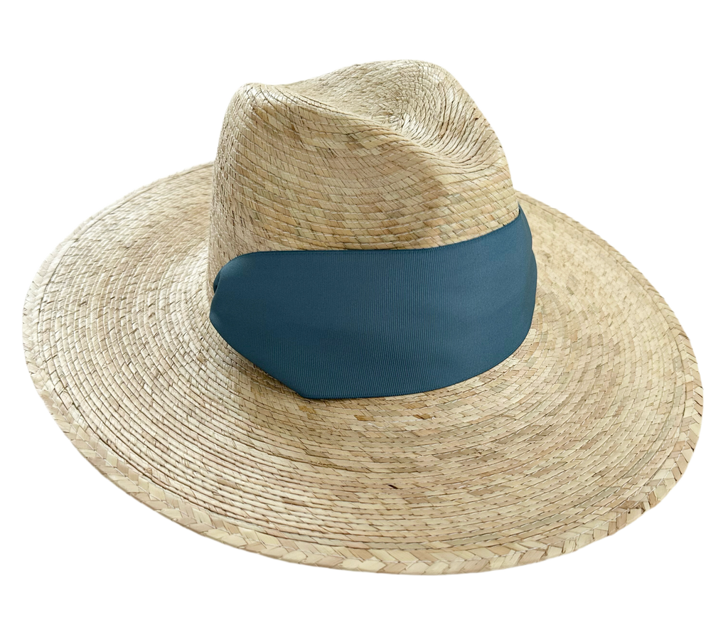 Zinnia Sun Hat - Wide & Short French Blue Grosgrain Ribbon