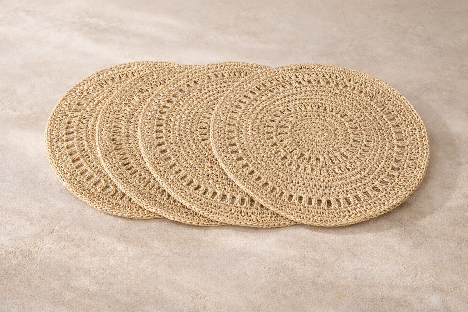 Handcrafted Natural Jute Placemat | 15” Round Scalloped Woven Placemat