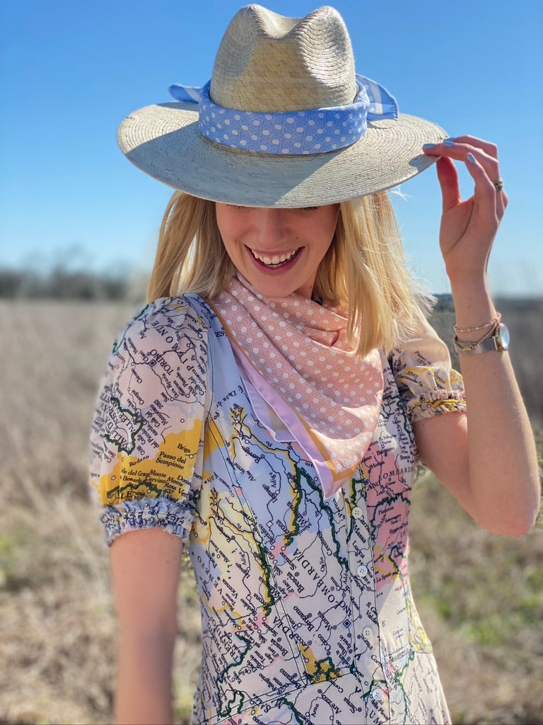 Zinnia Sun Hat - Wide & Short French Blue Grosgrain Ribbon