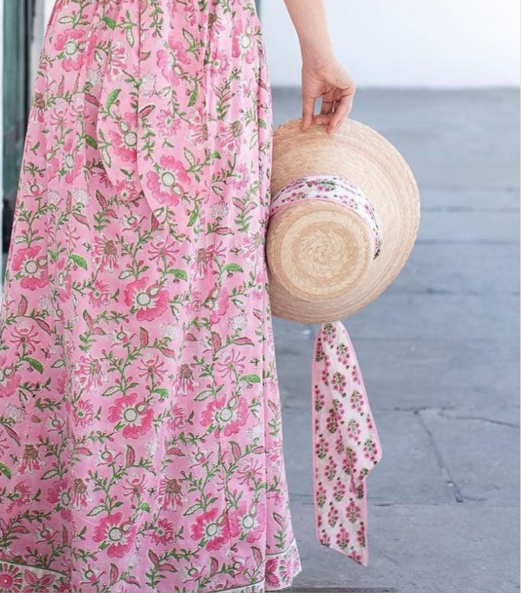 Clematis Bucket Hat - Wide & Short Light Pink Grosgrain Ribbon