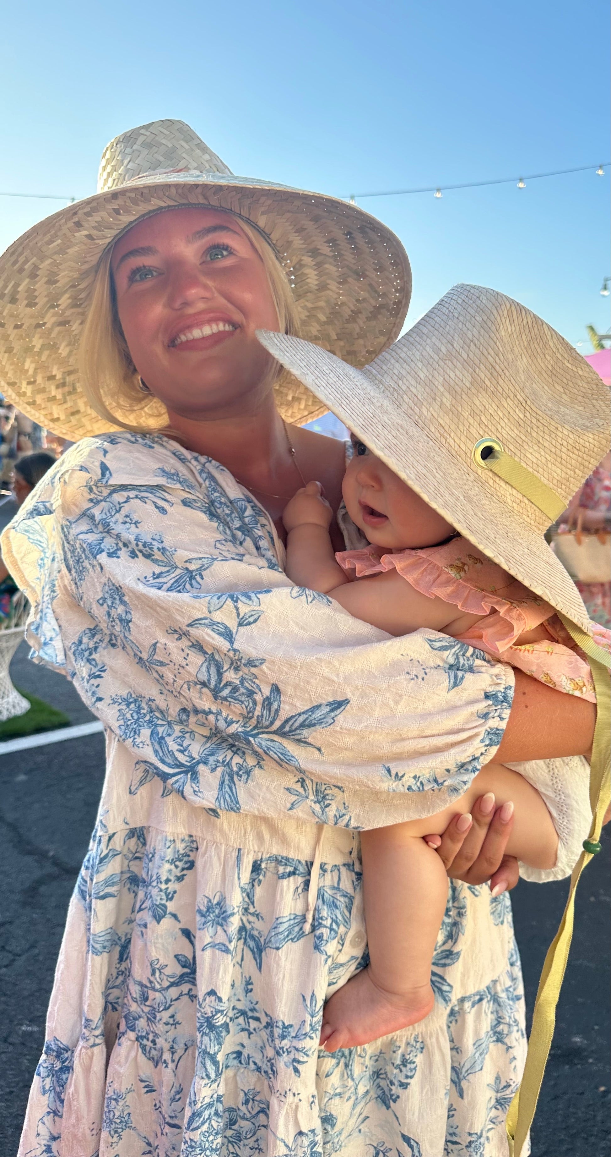 Begonia Sun Hat - Long & Thin Navy Grosgrain Ribbon