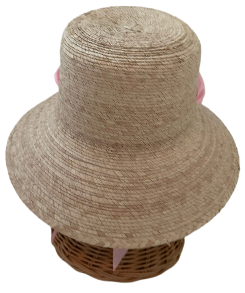 Clematis Bucket Hat - Wide & Short Light Pink Grosgrain Ribbon