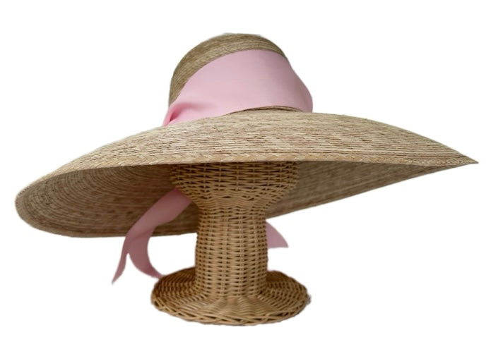 Daisy Sun Hat - Wide & Short Light Pink Grosgrain Ribbon