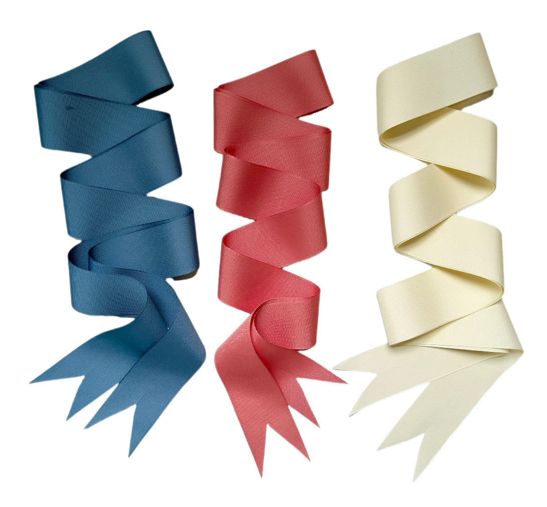Ivory, French Blue & Coral Grosgrain Ribbon Pack - Long