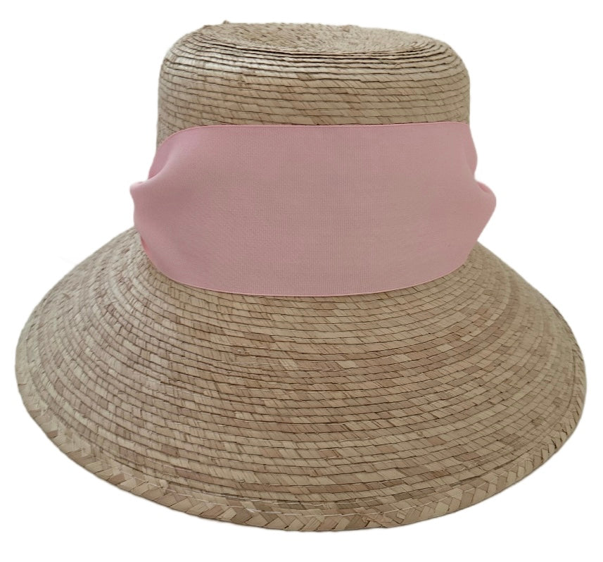 Clematis Bucket Hat - Wide & Short Light Pink Grosgrain Ribbon