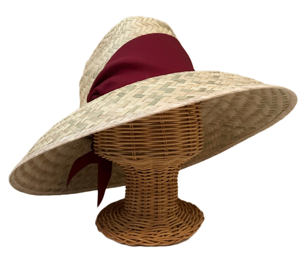 Begonia Sun Hat - Maroon Wide & Short Grosgrain Ribbon