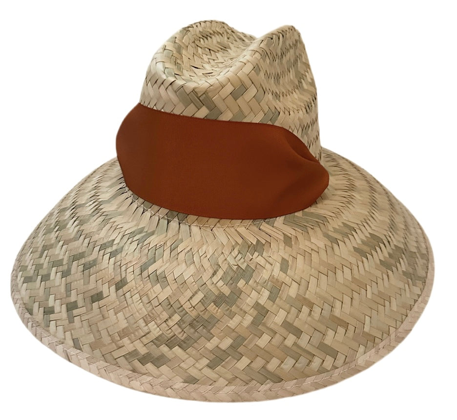 Begonia Sun Hat - Burnt Orange/Rust Wide & Short Grosgrain Ribbon