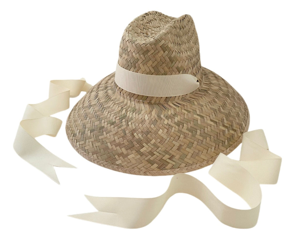 Begonia Sun Hat - Long Ivory Grosgrain Ribbon