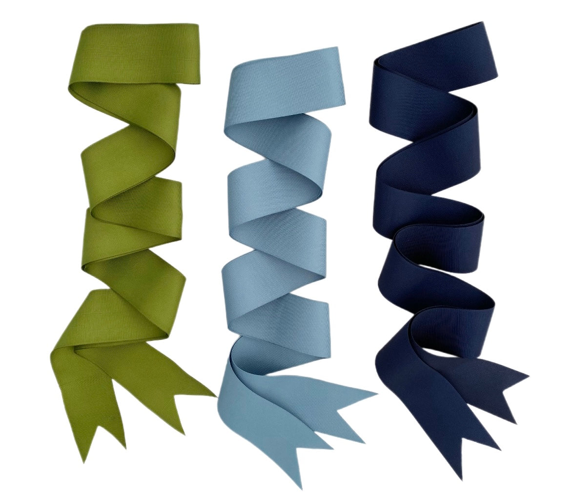 Olive, French Blue & Navy Long Grosgrain Ribbon Pack