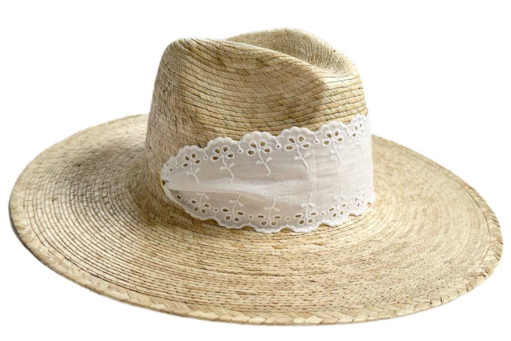 Zinnia Sun Hat - Wide & Short Lace Eyelet Ribbon