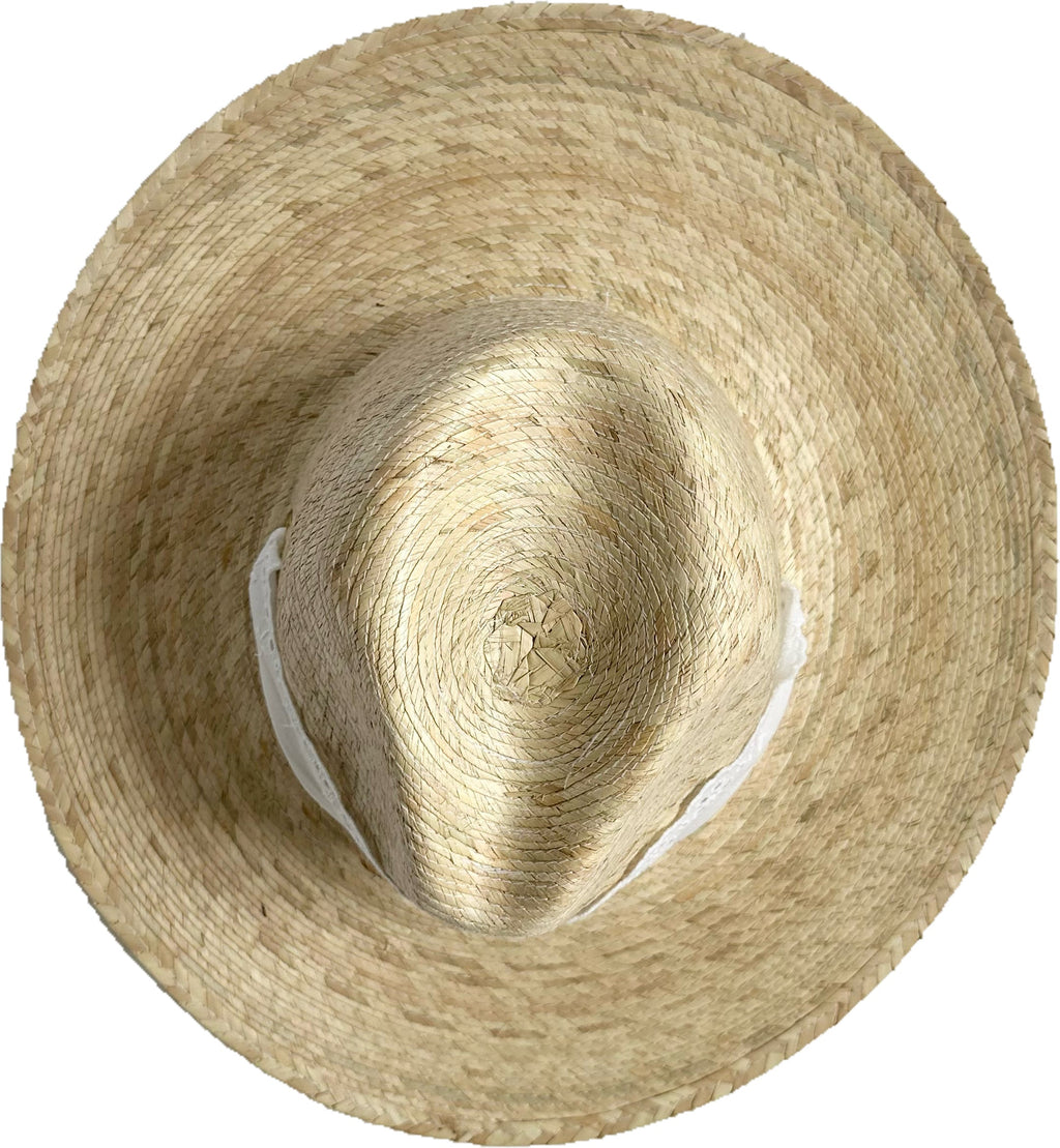 Zinnia Sun Hat - Wide & Short Lace Eyelet Ribbon