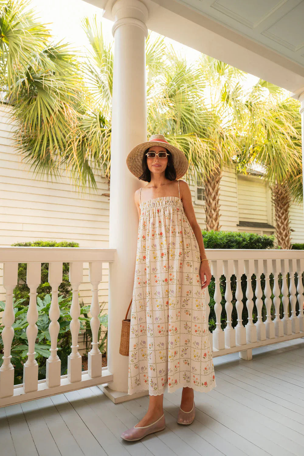 Begonia Sun Hat - Long Coral Grosgrain Ribbon