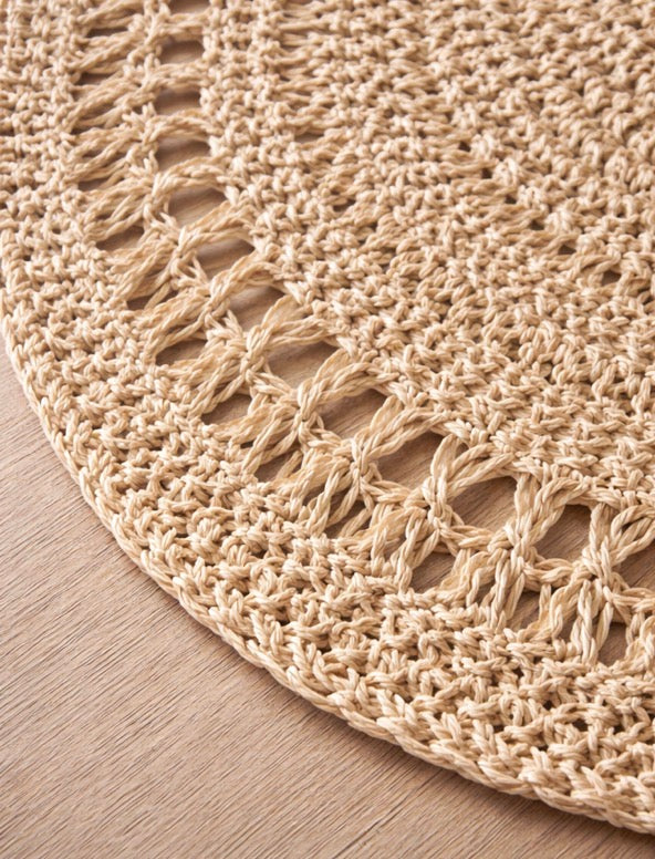 Handcrafted Natural Jute Placemat | 15” Round Scalloped Woven Placemat