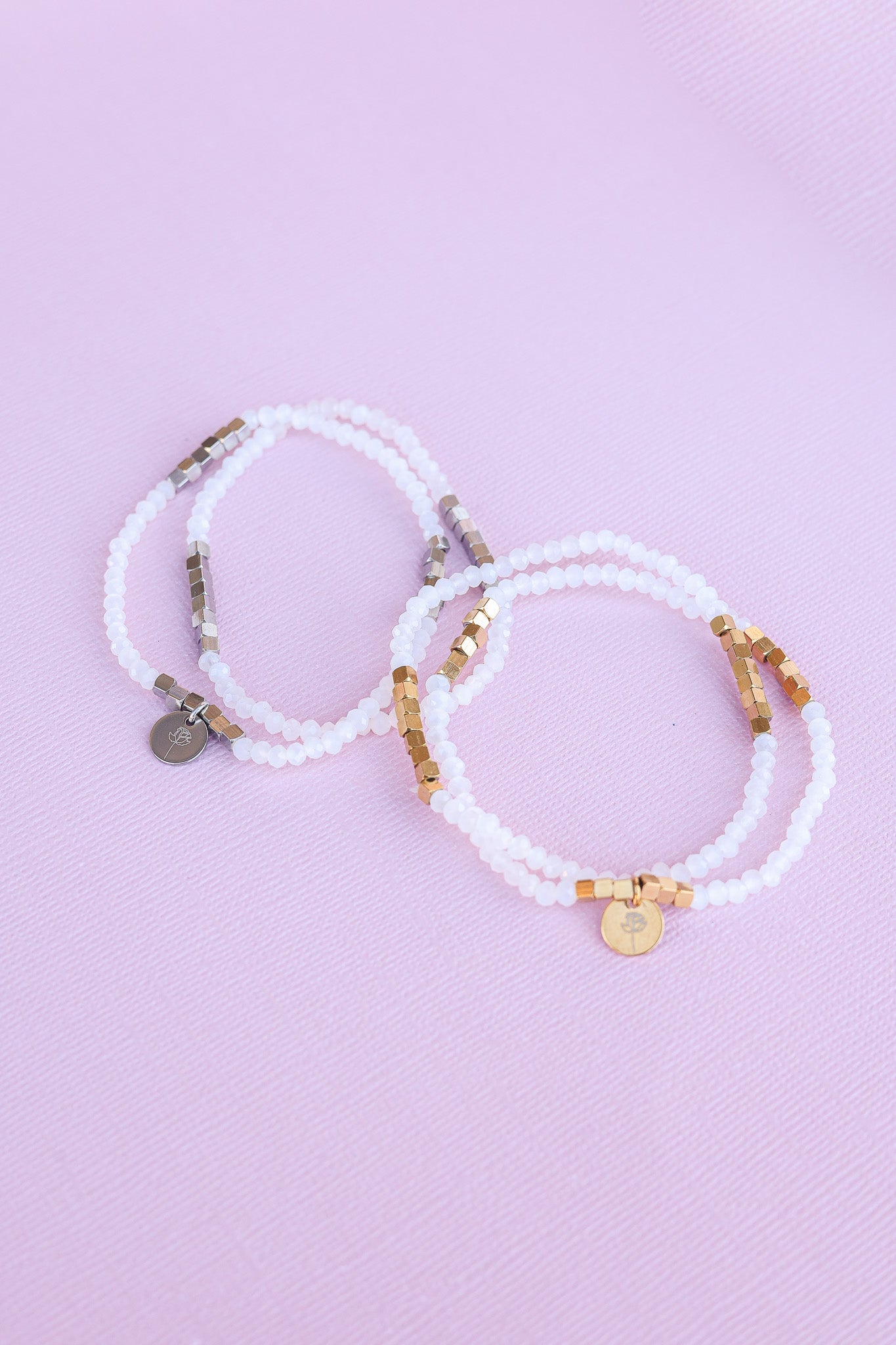 Clara Bracelet Set in White