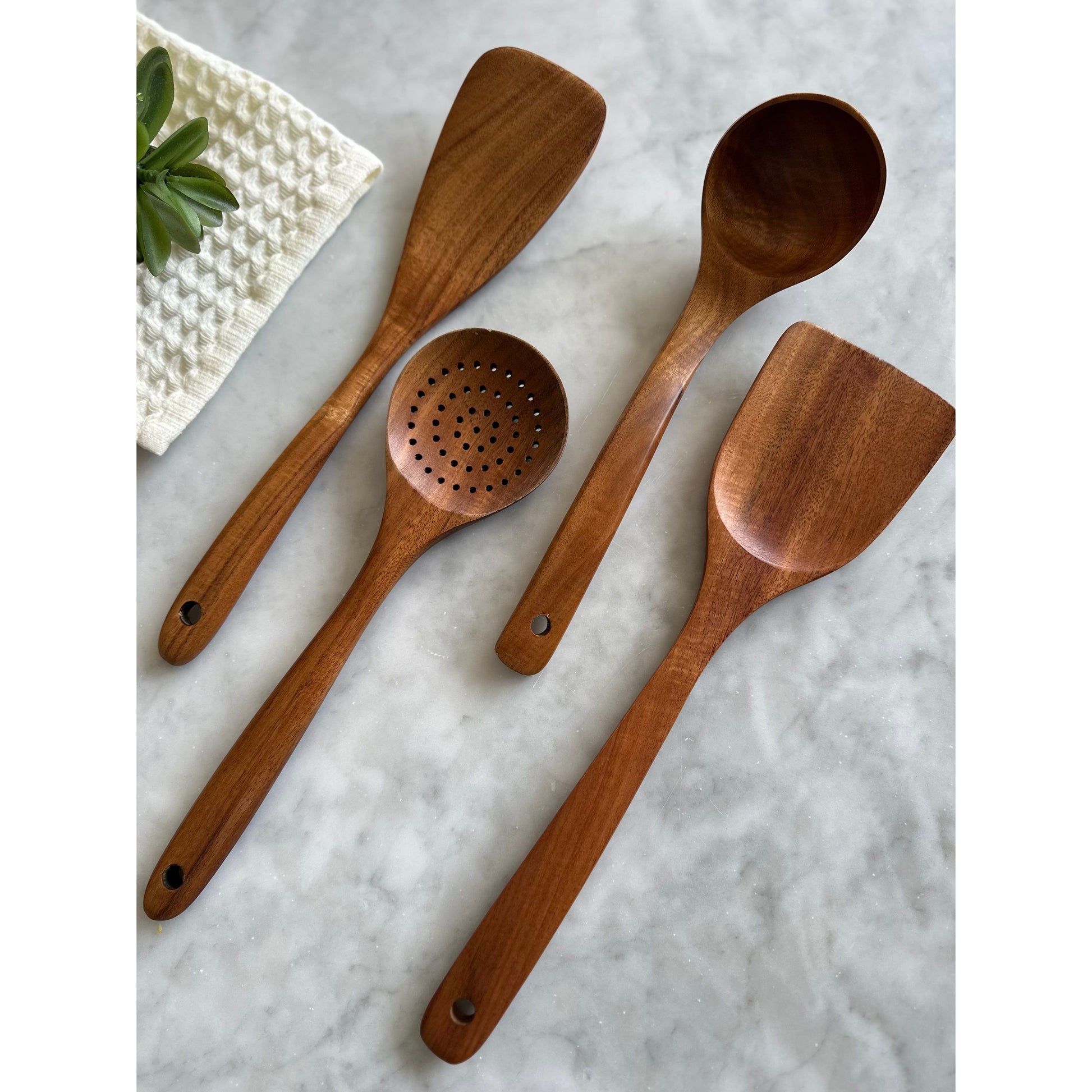 Teak Wooden Utensils - Set of 4