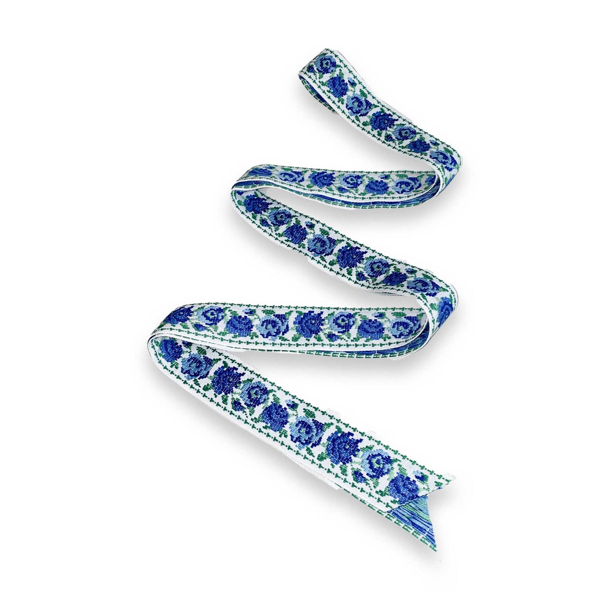 Vintage Long Azure Garden Rose Ribbon