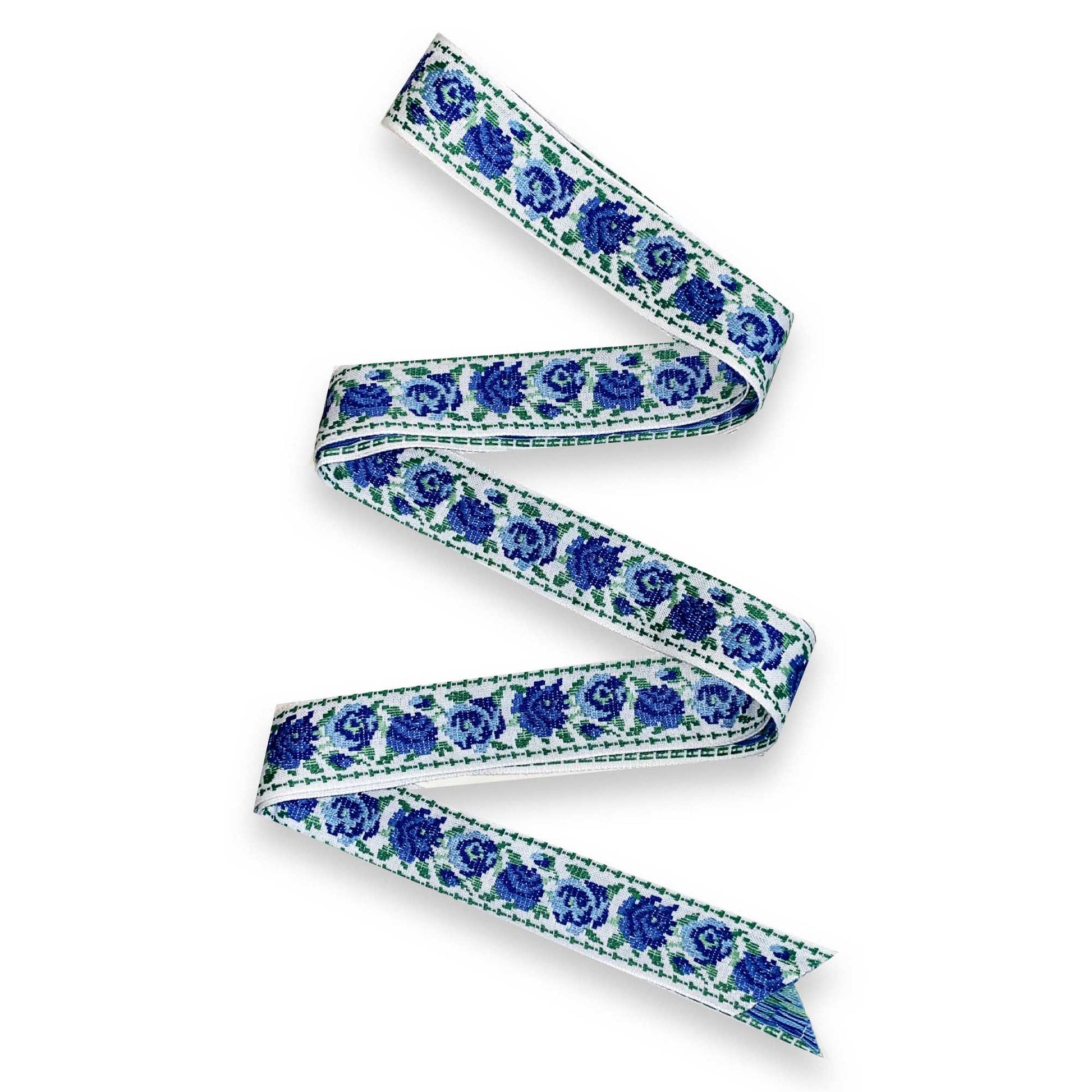 Vintage Long Azure Garden Rose Ribbon