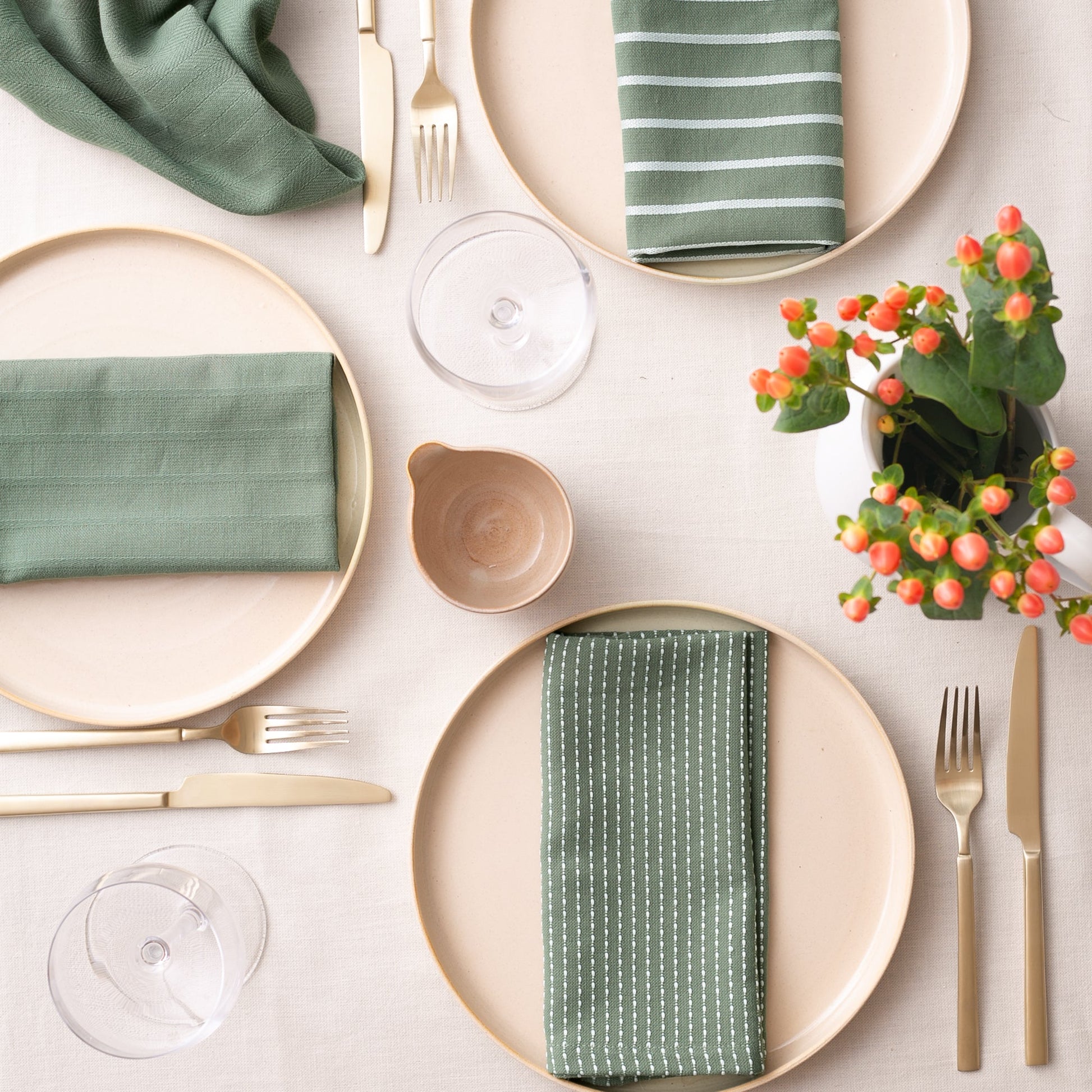 To Each Their Own Napkin Set - Kale & White