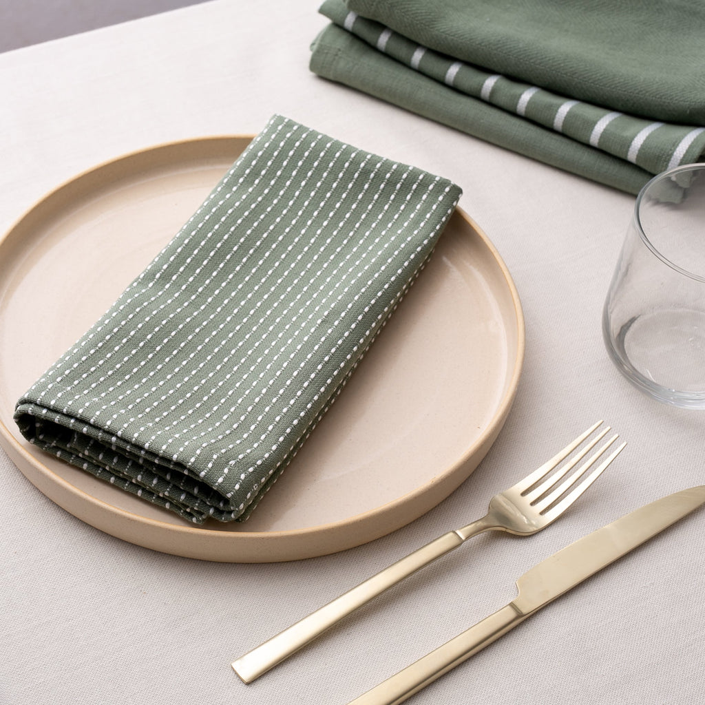 To Each Their Own Napkin Set - Kale & White