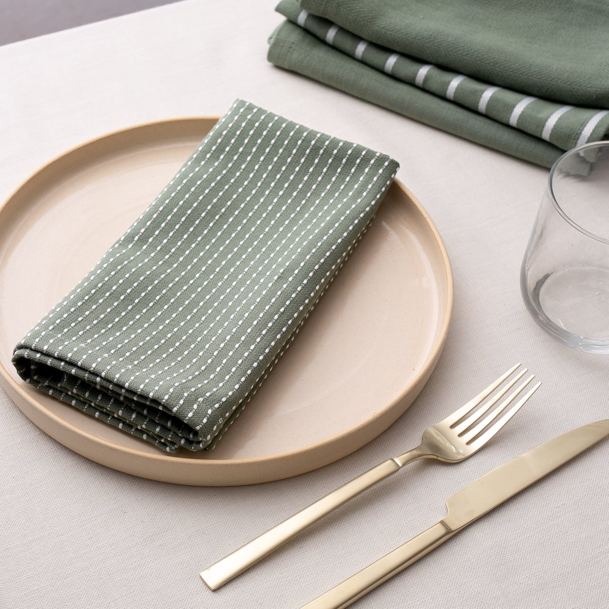 To Each Their Own Napkin Set - Kale & White