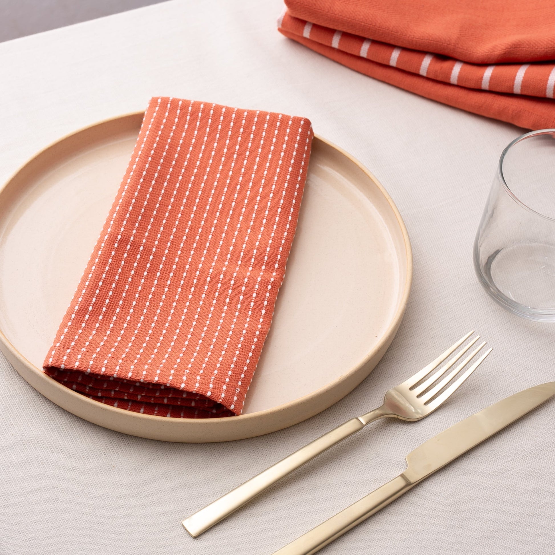To Each Their Own Napkin Set - Papaya & White