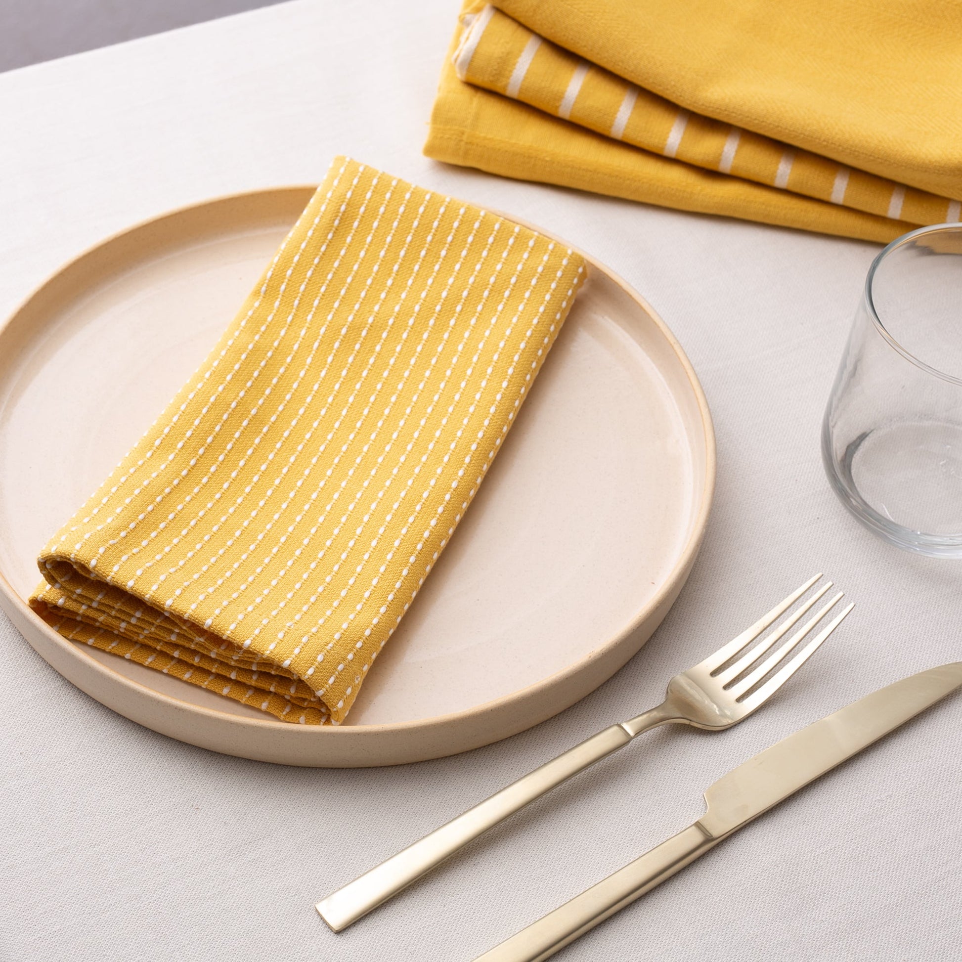 To Each Their Own Napkin Set - Turmeric & White