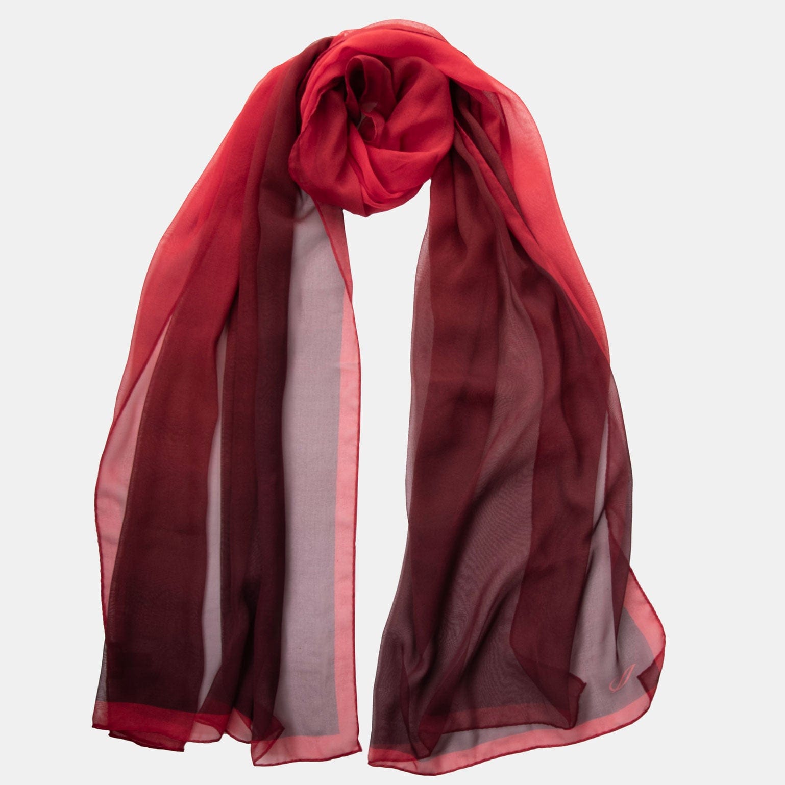 Sophia - Silk Scarf Shawl - Burgundy/Red
