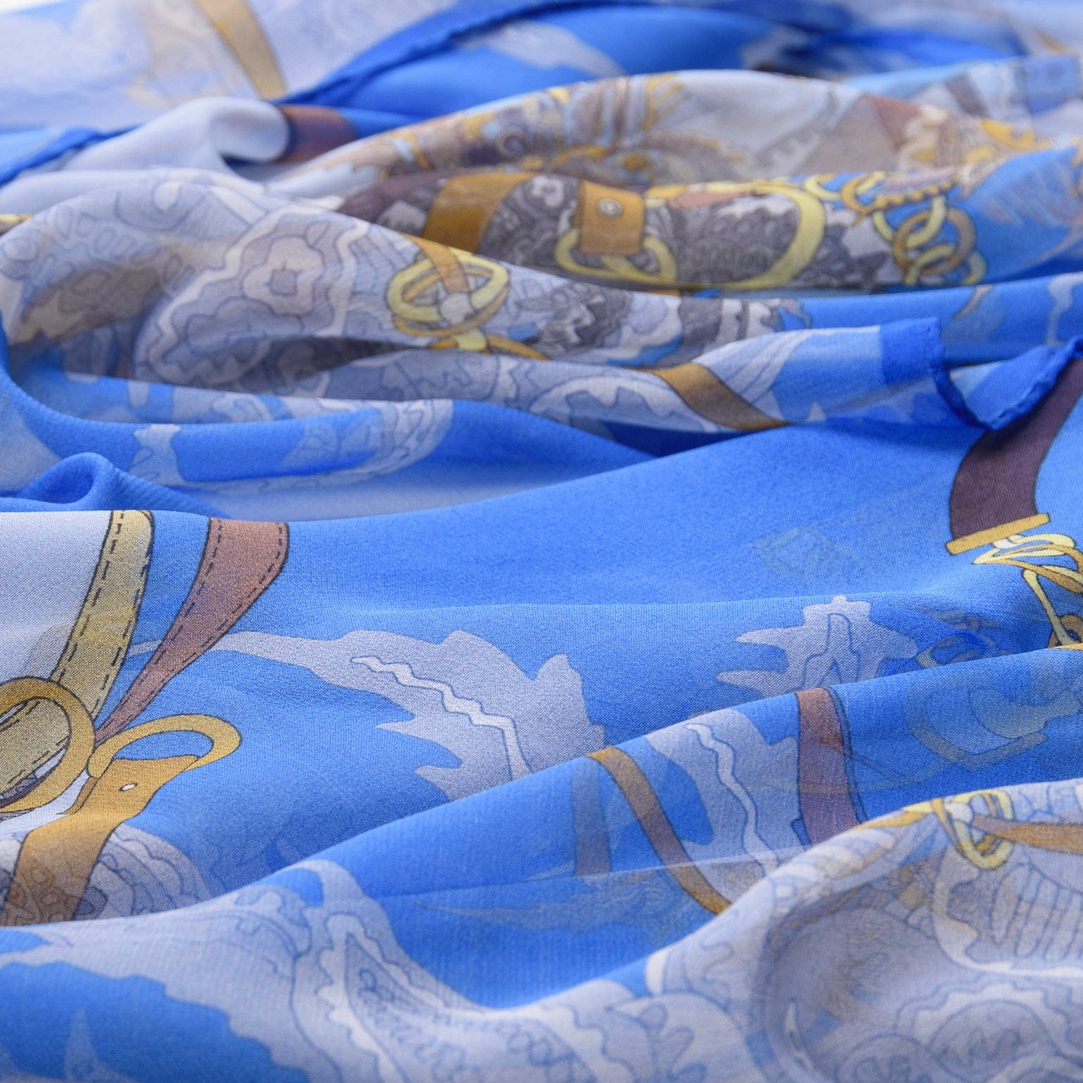 Alessandra - Long Silk Scarf - Blue