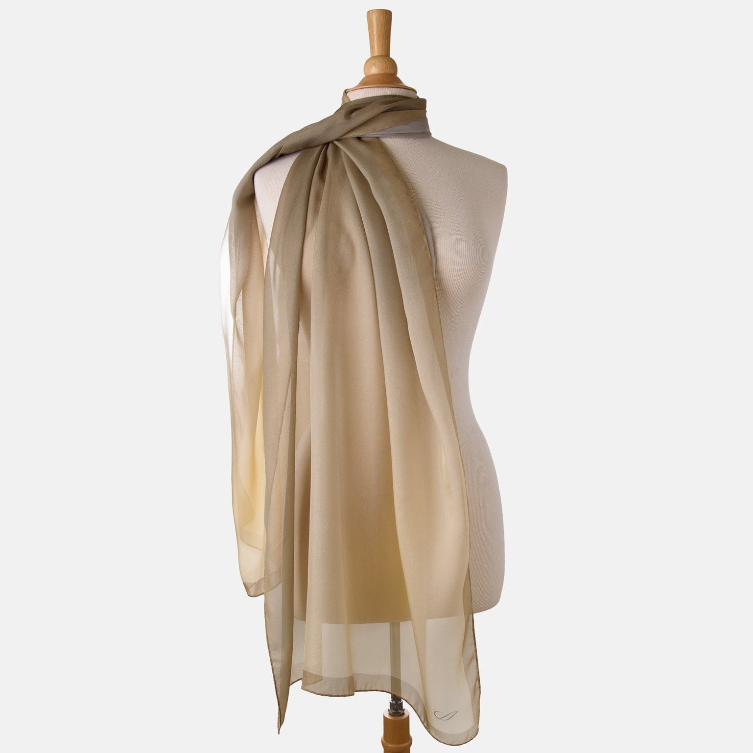Sophia - Silk Scarf Shawl - Soft Gold/Antique Bronze