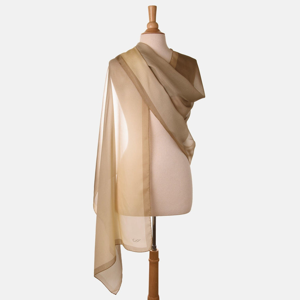 Sophia - Silk Scarf Shawl - Soft Gold/Antique Bronze