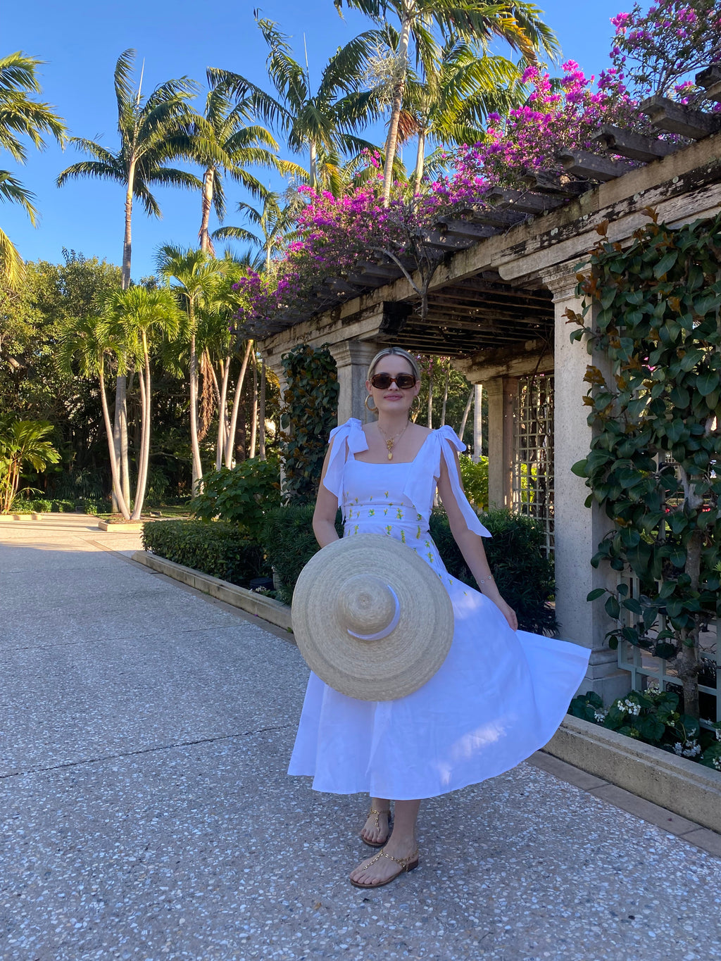 Daisy Sun Hat - Wide & Short Red Grosgrain Ribbon