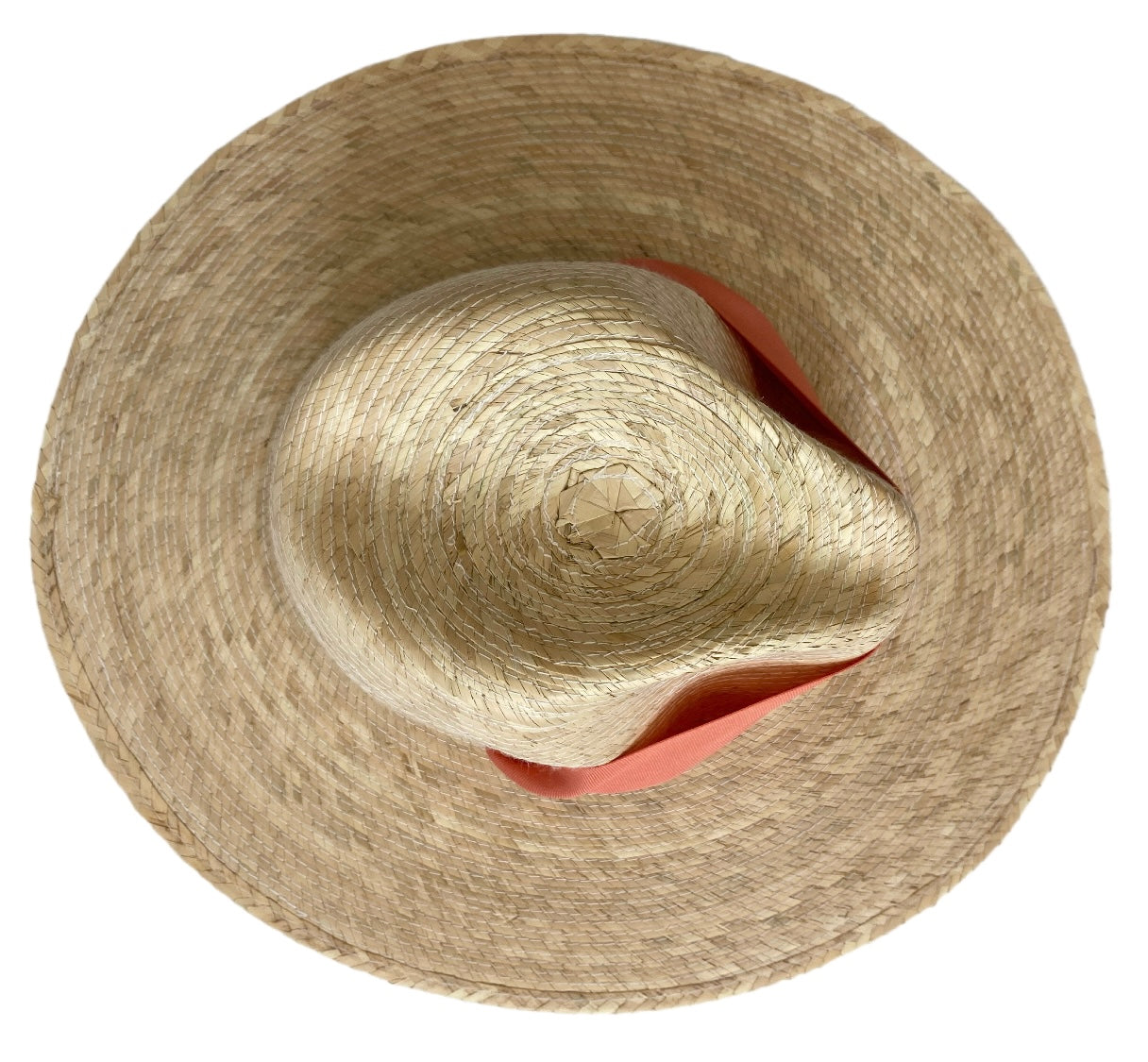 Zinnia Sun Hat - Wide & Short Coral Grosgrain Ribbon