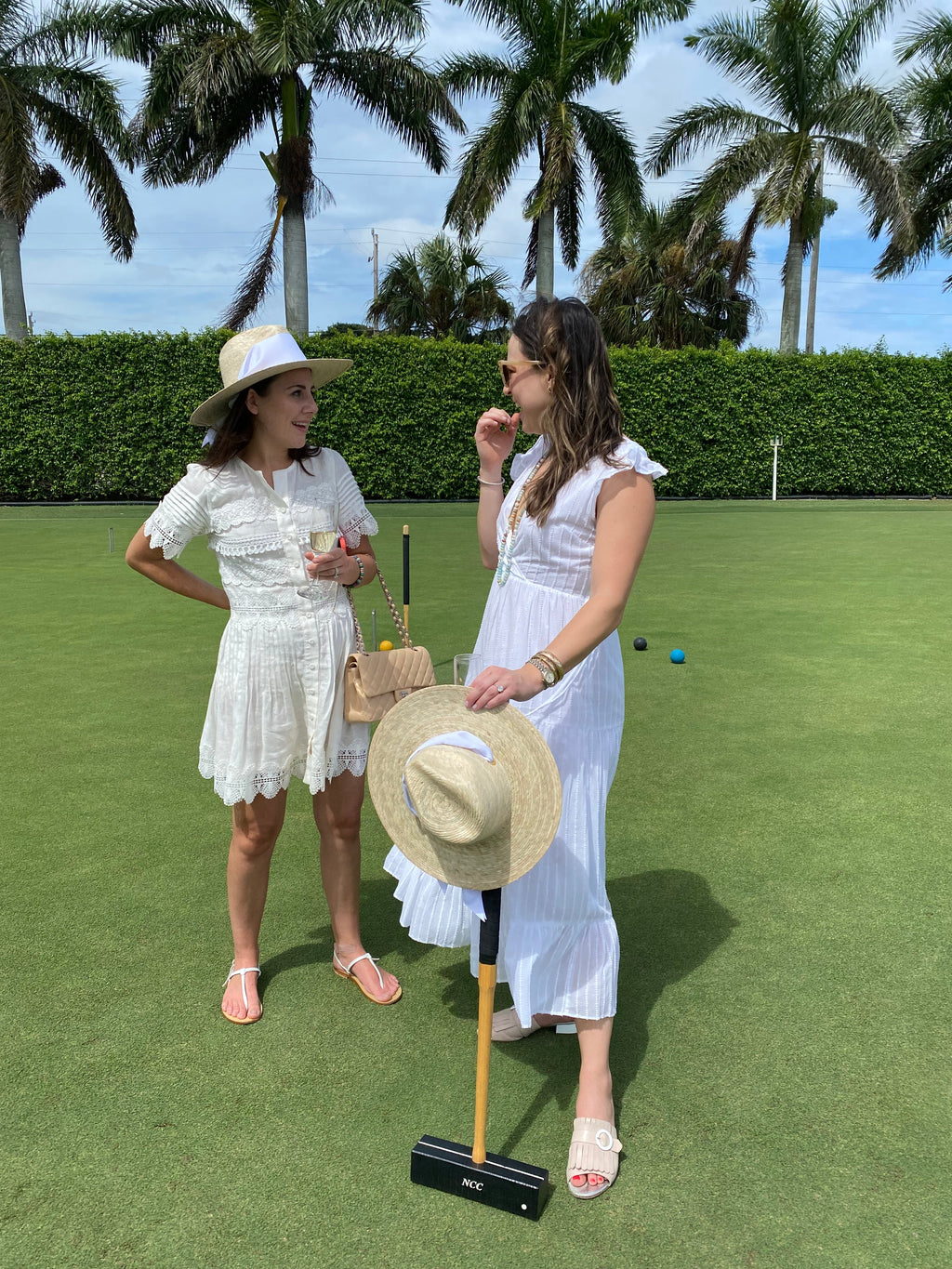 Zinnia Sun Hat - Wide & Short White Tennis & Croquet Ribbon