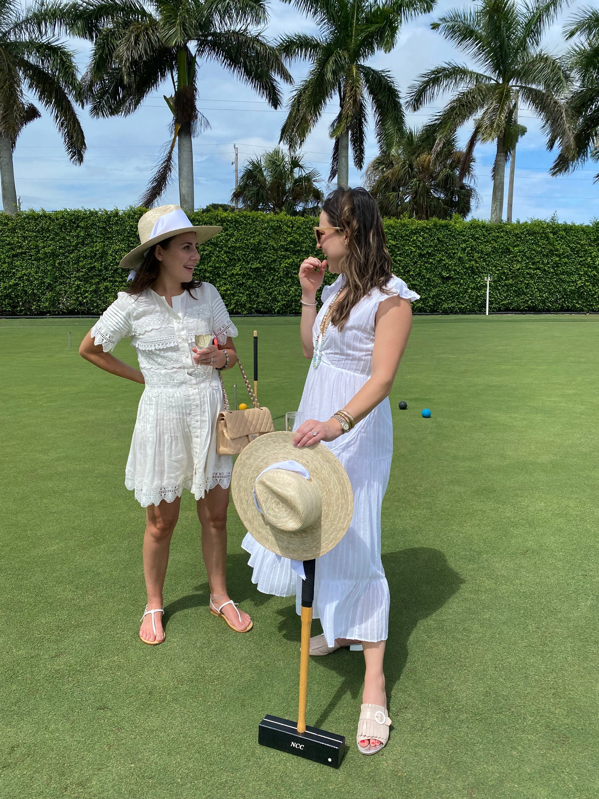 Zinnia Sun Hat - Wide & Short White Tennis & Croquet Ribbon