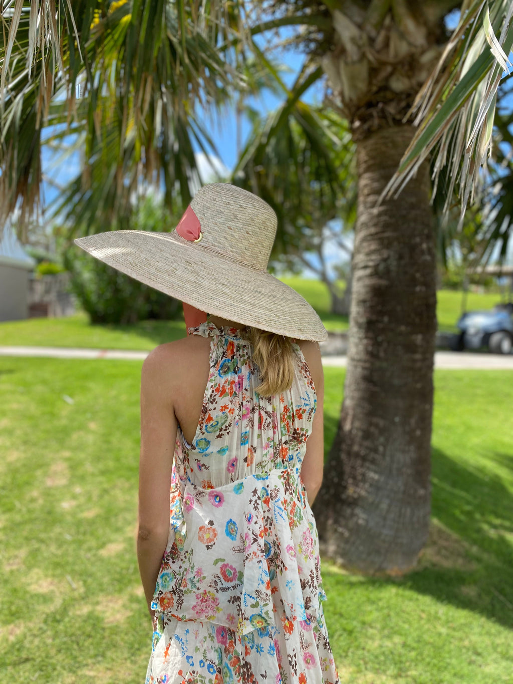 Daisy Sun Hat - Wide & Short Black Grosgrain Ribbon