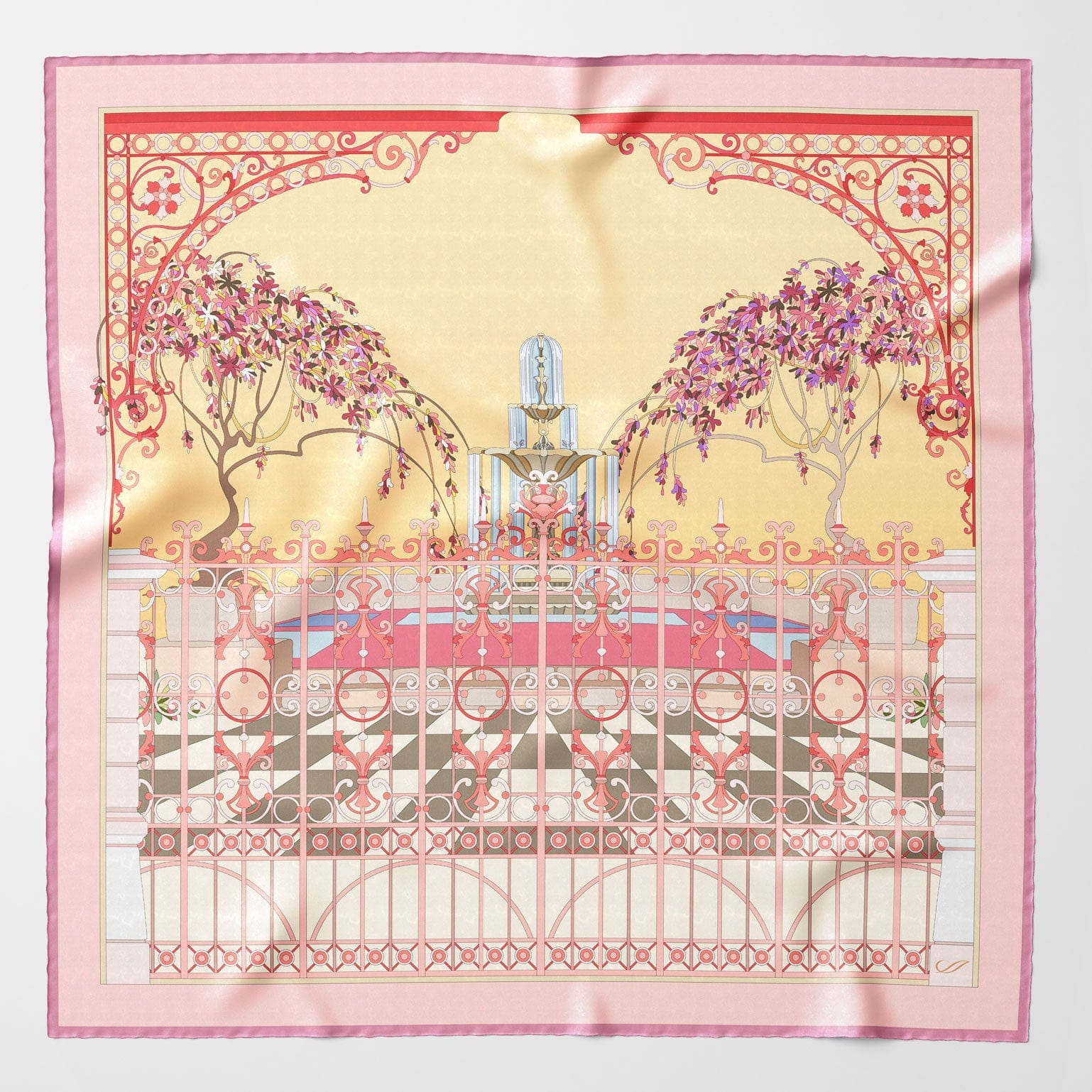 Garden of Dreams - Silk Foulard - Pink