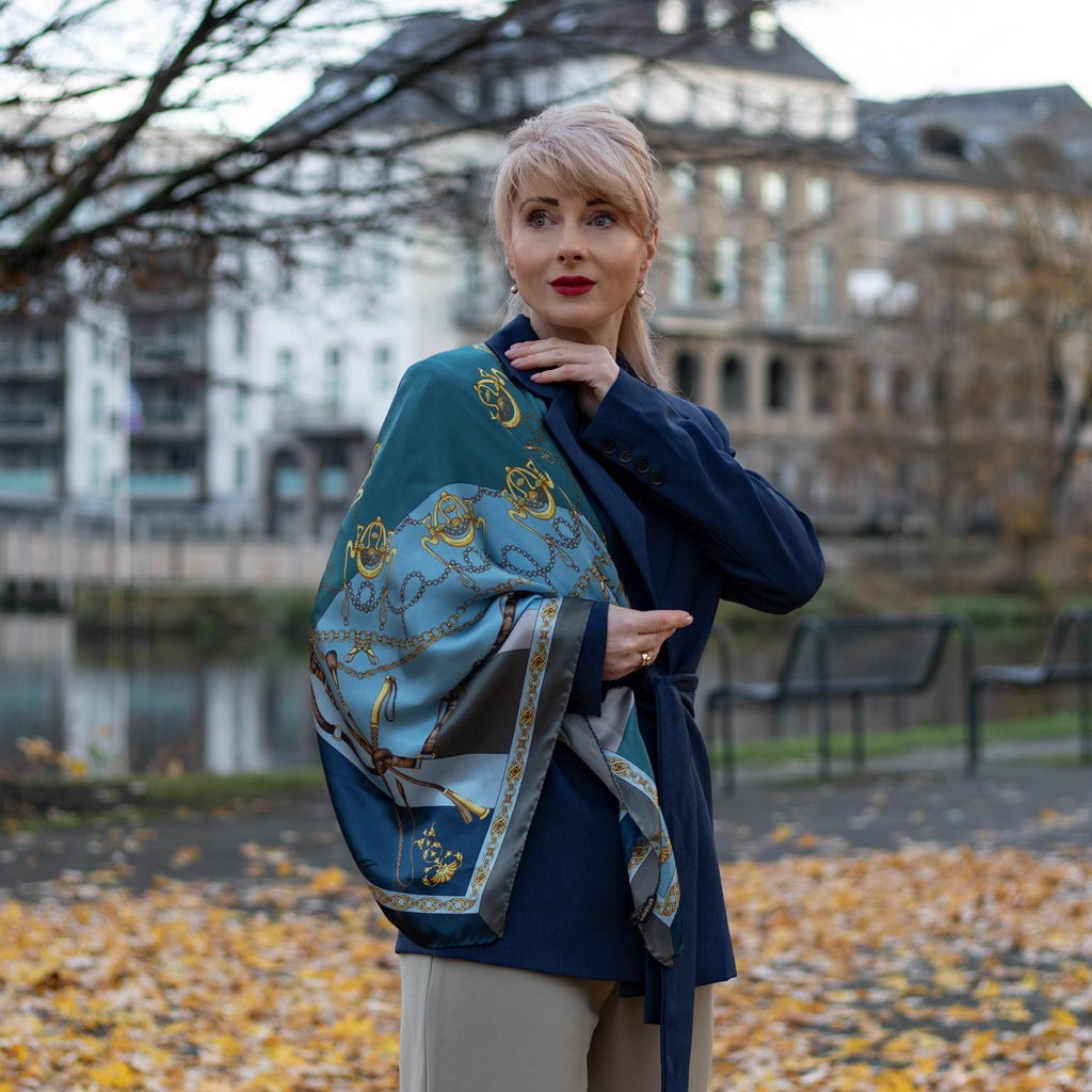 Gabriella - Silk Foulard - Azure