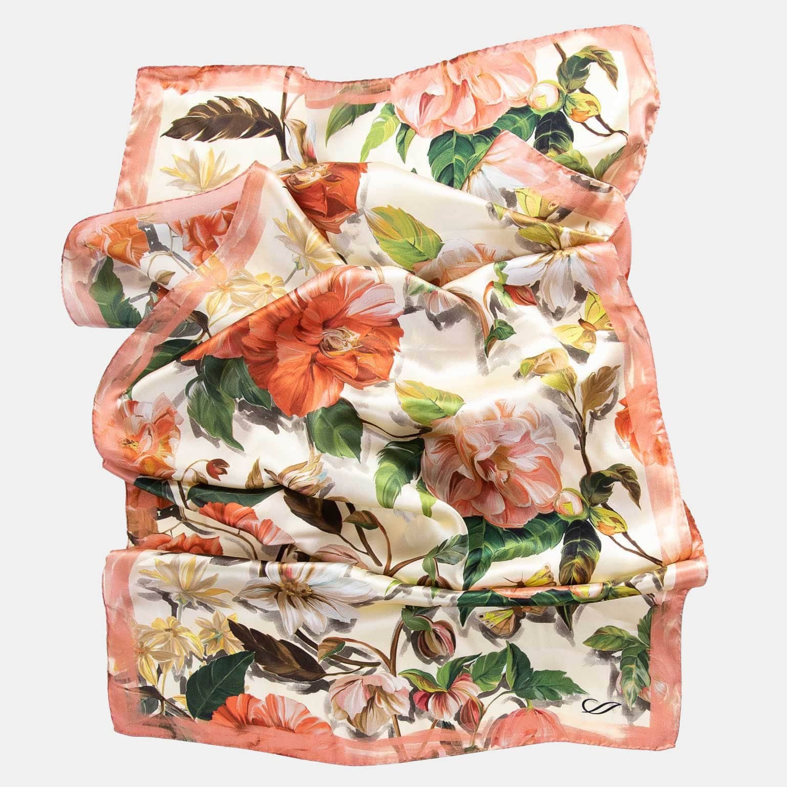 Rosa - Long Silk Scarf - Peach