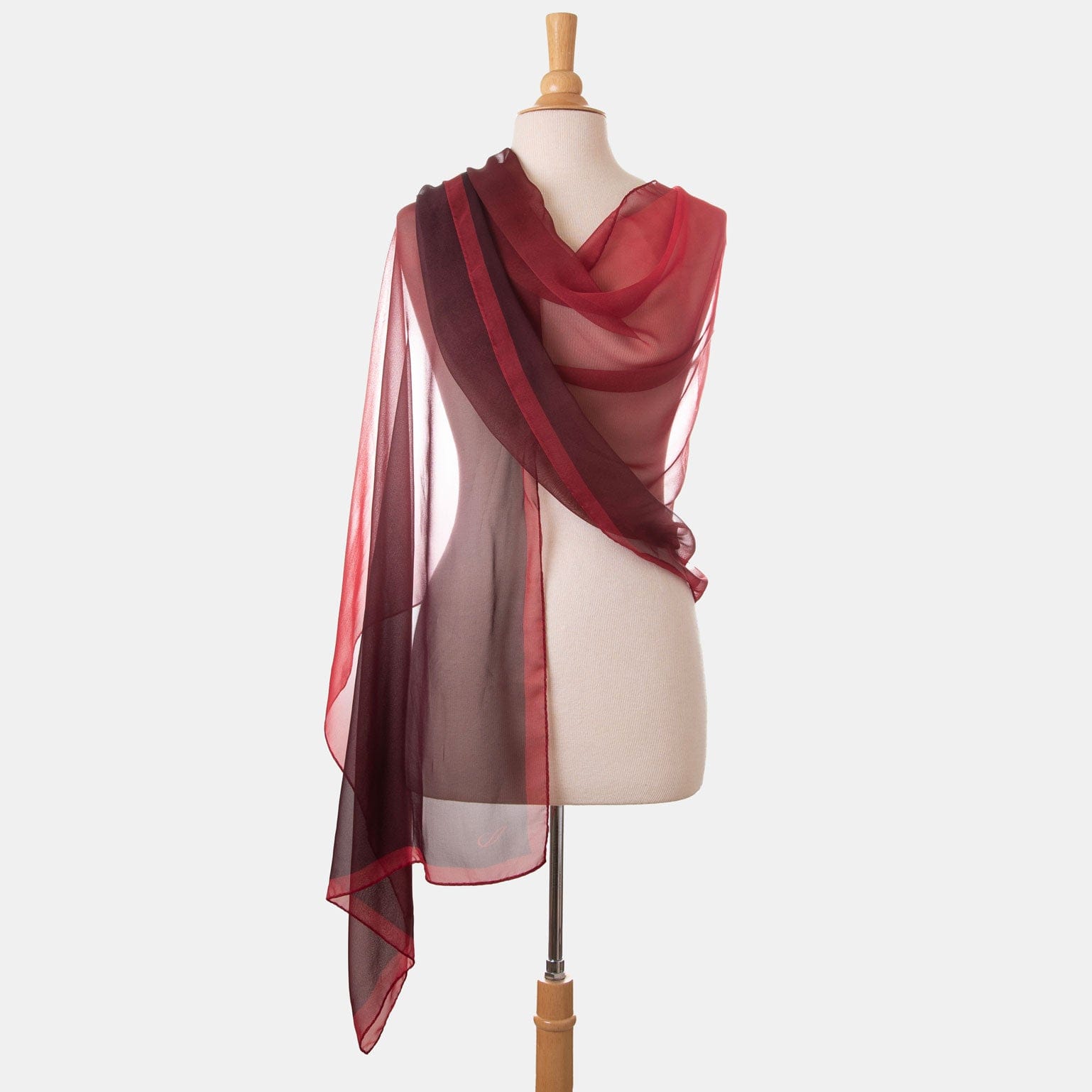 Sophia - Silk Scarf Shawl - Burgundy/Red