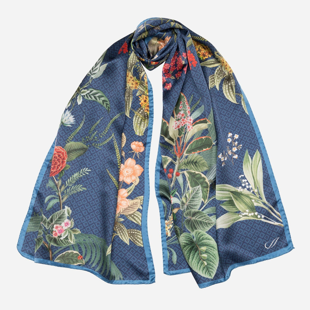 Sara - Long Silk Scarf - Blue