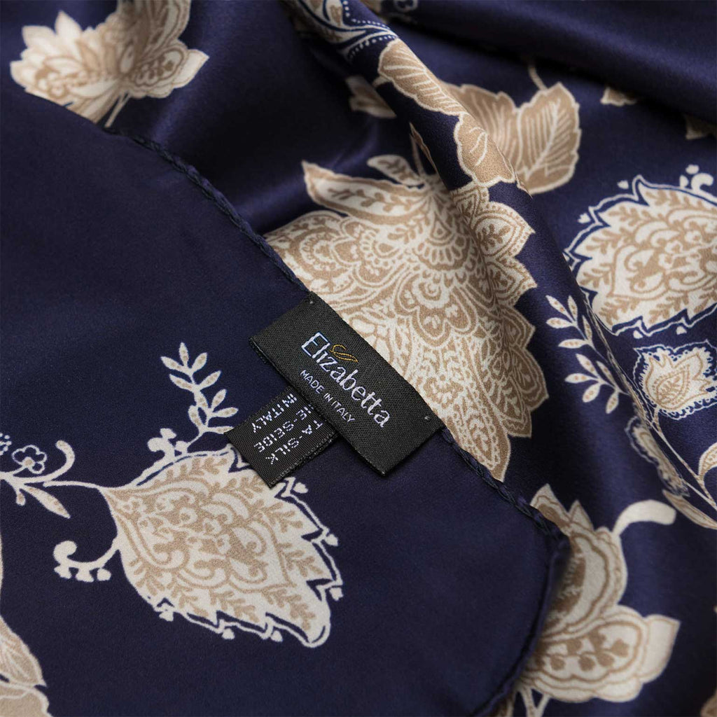 Esmeralda - Silk Scarf Shawl - Midnight Blue & Gold